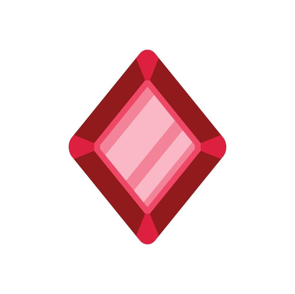Red square cut gemstone shining brightly illustration vector