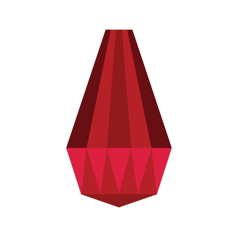 Red gemstone shining with geometric facets illustration vector