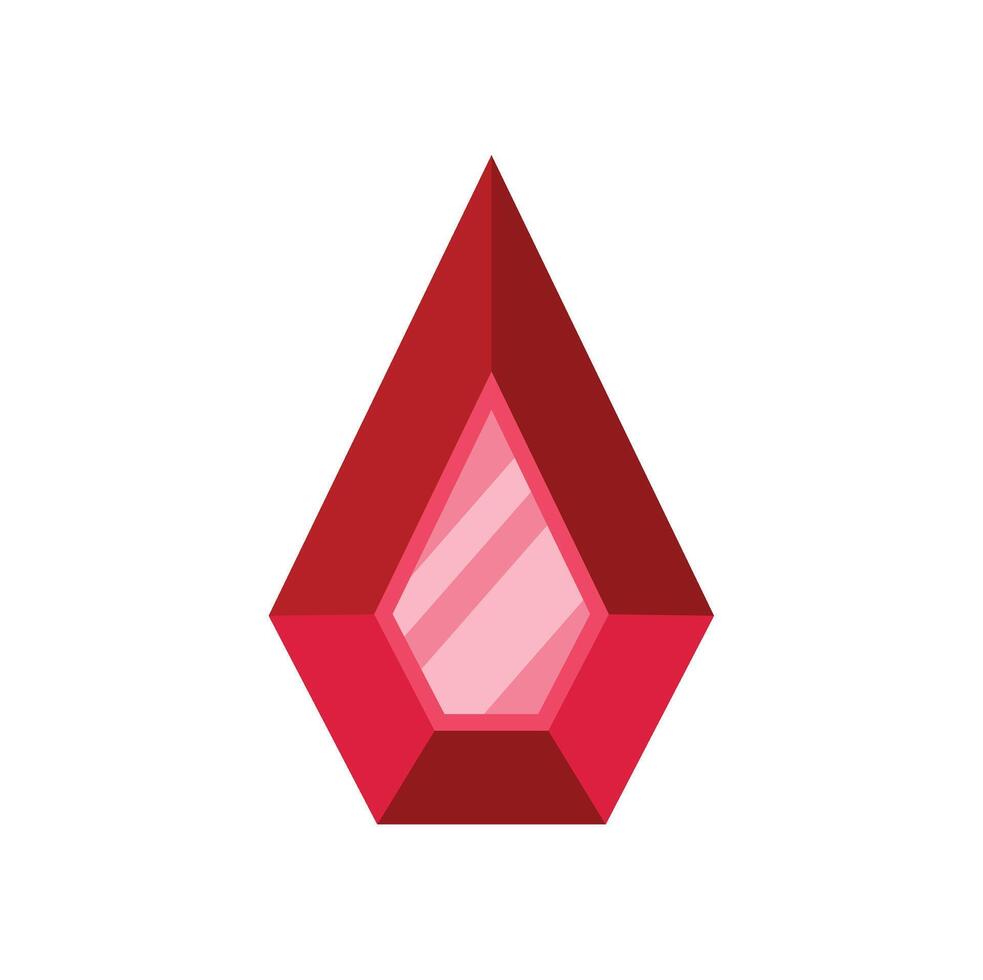 Red gemstone shining brightly on white background vector