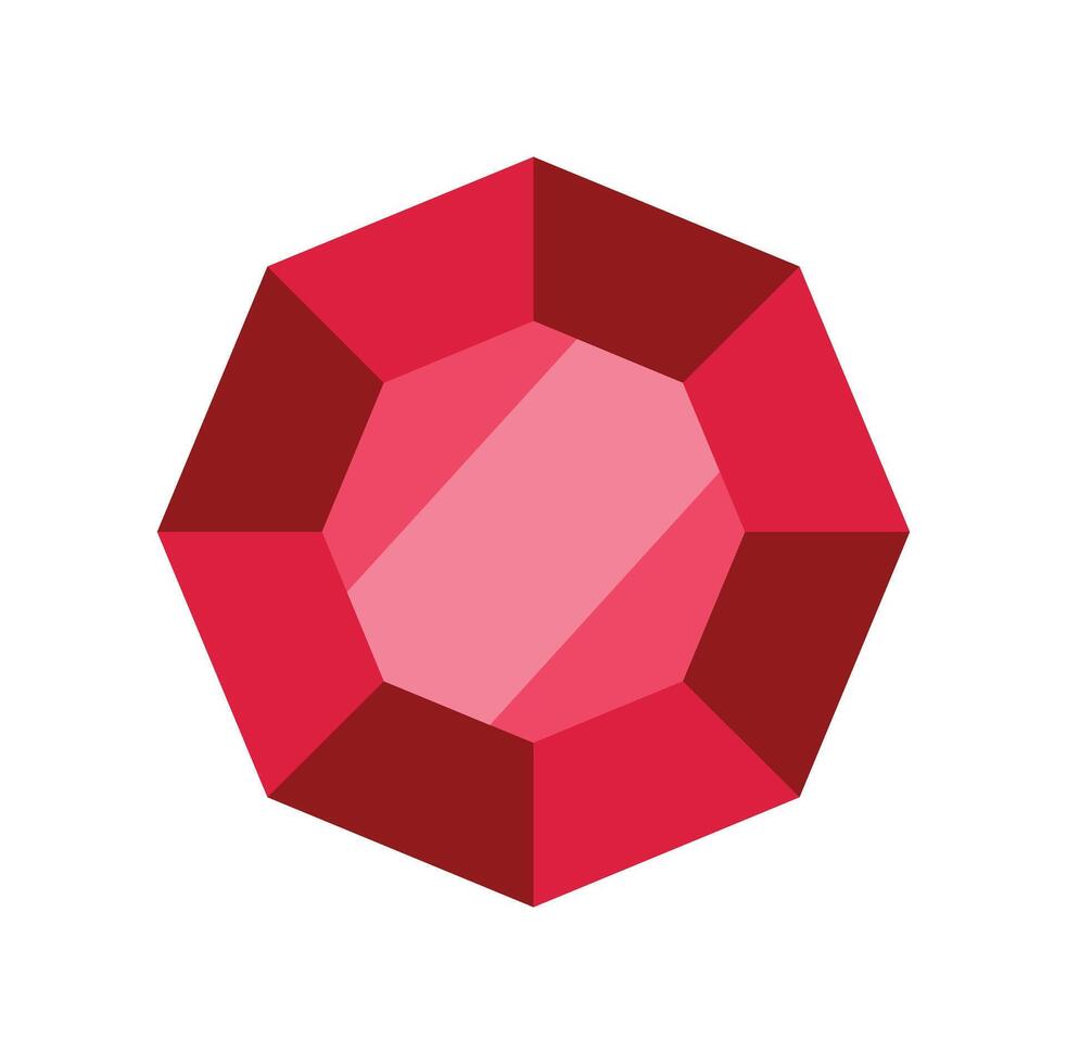 Red ruby gemstone shining brightly isolated on white background vector