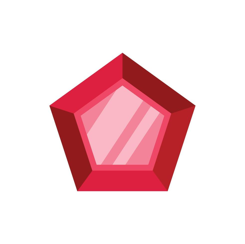 Red gemstone shining brightly with five facets vector