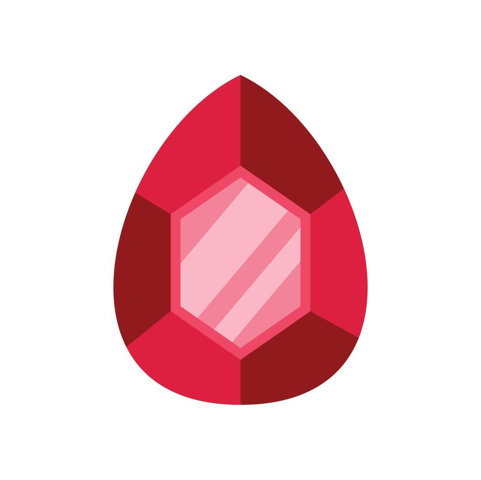 Red gemstone shining with bright facets illustration vector