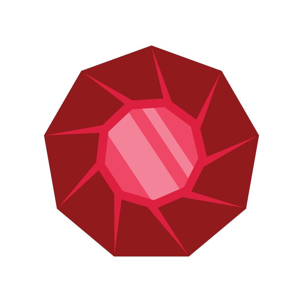Red gemstone shining brightly on white background vector