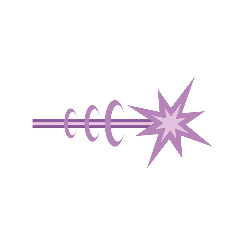 Purple laser beam emitting from source with concentric circles vector
