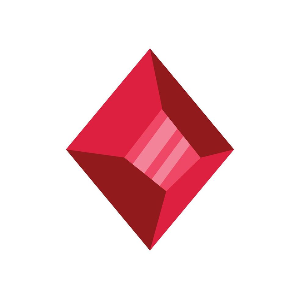 Red square cut diamond shining brightly vector
