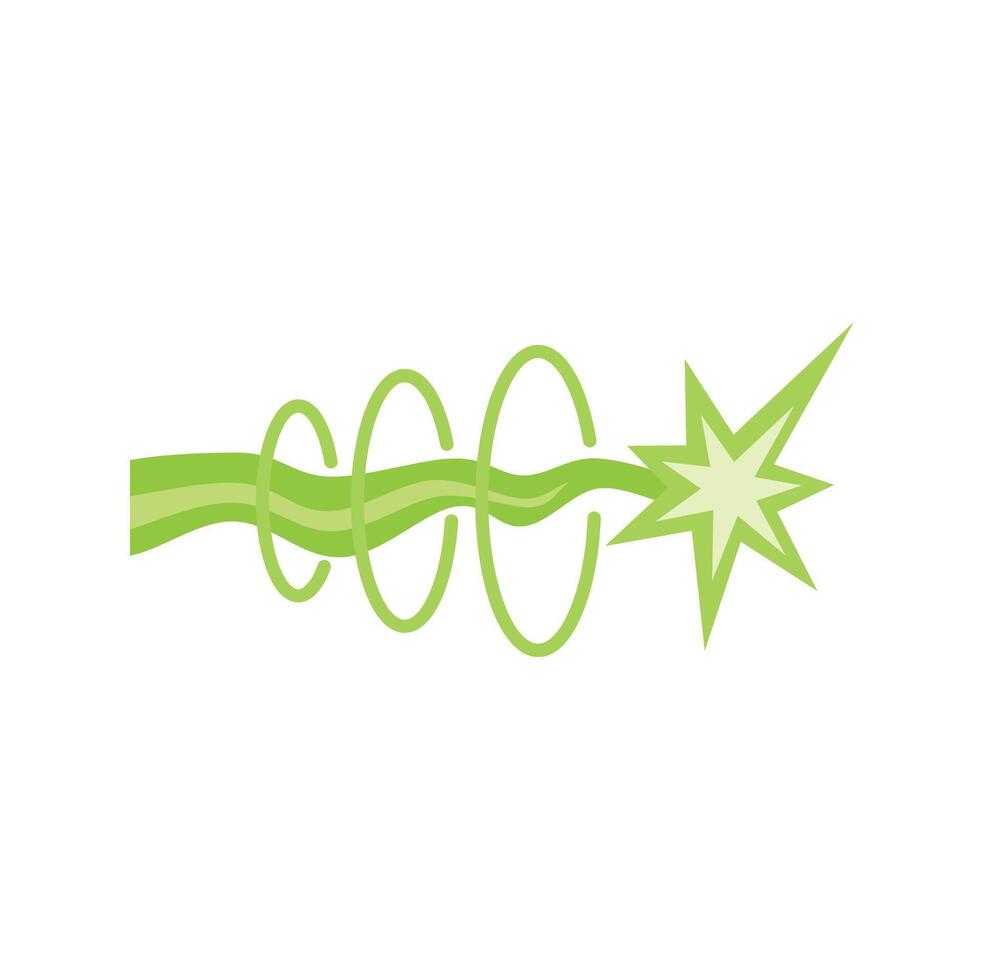 Green energy beam passing through coils making star shape at its end vector