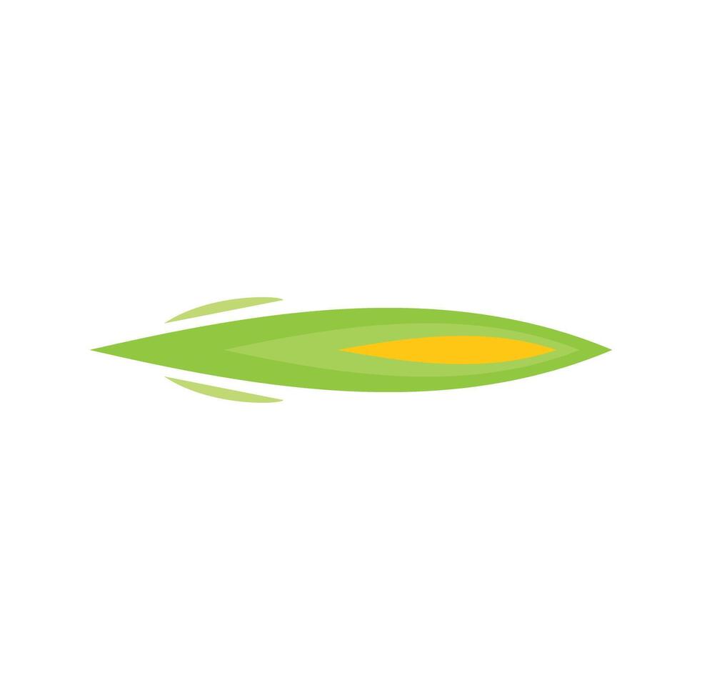 Green kayak moving on water surface icon vector