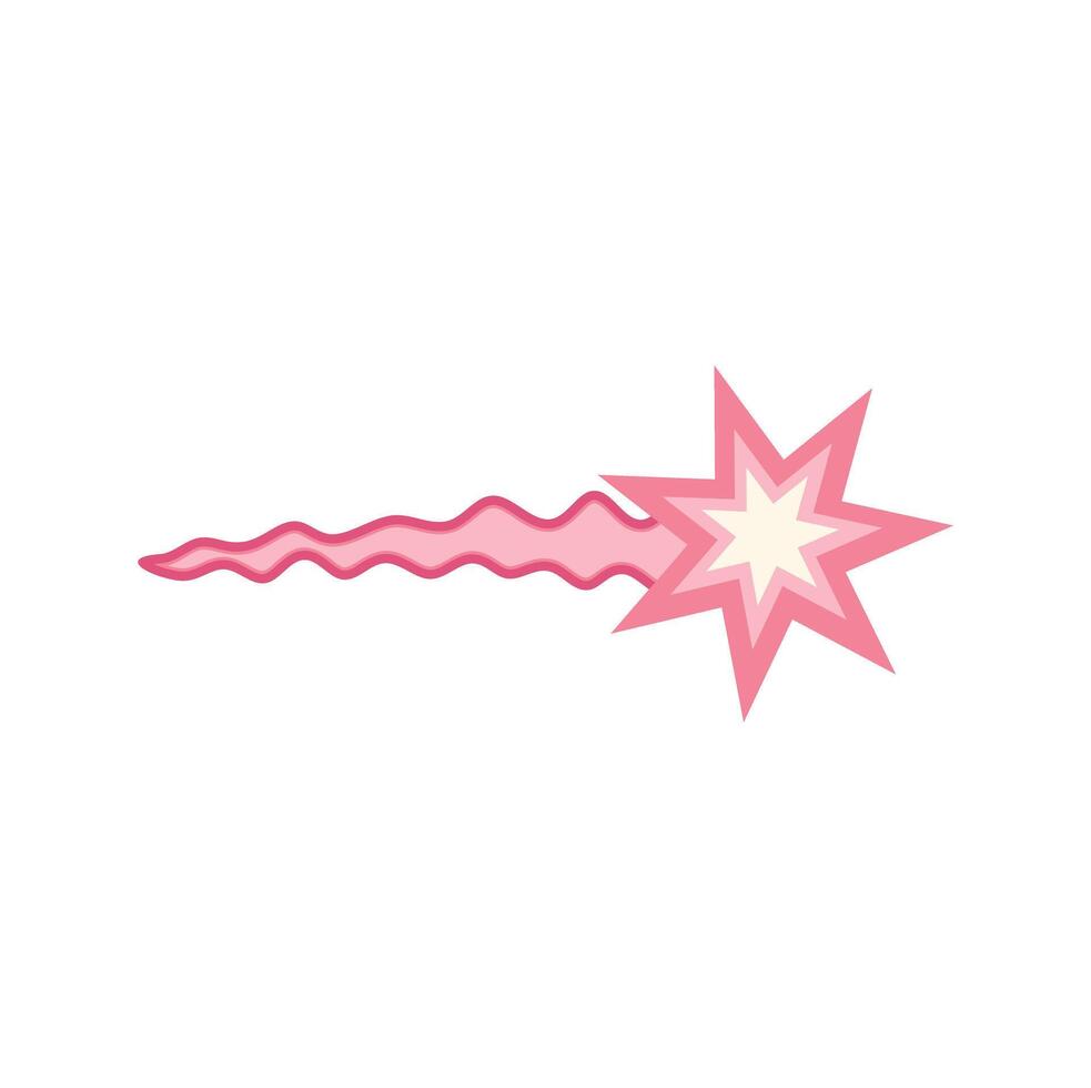 Pink shooting star is leaving a wavy trail vector