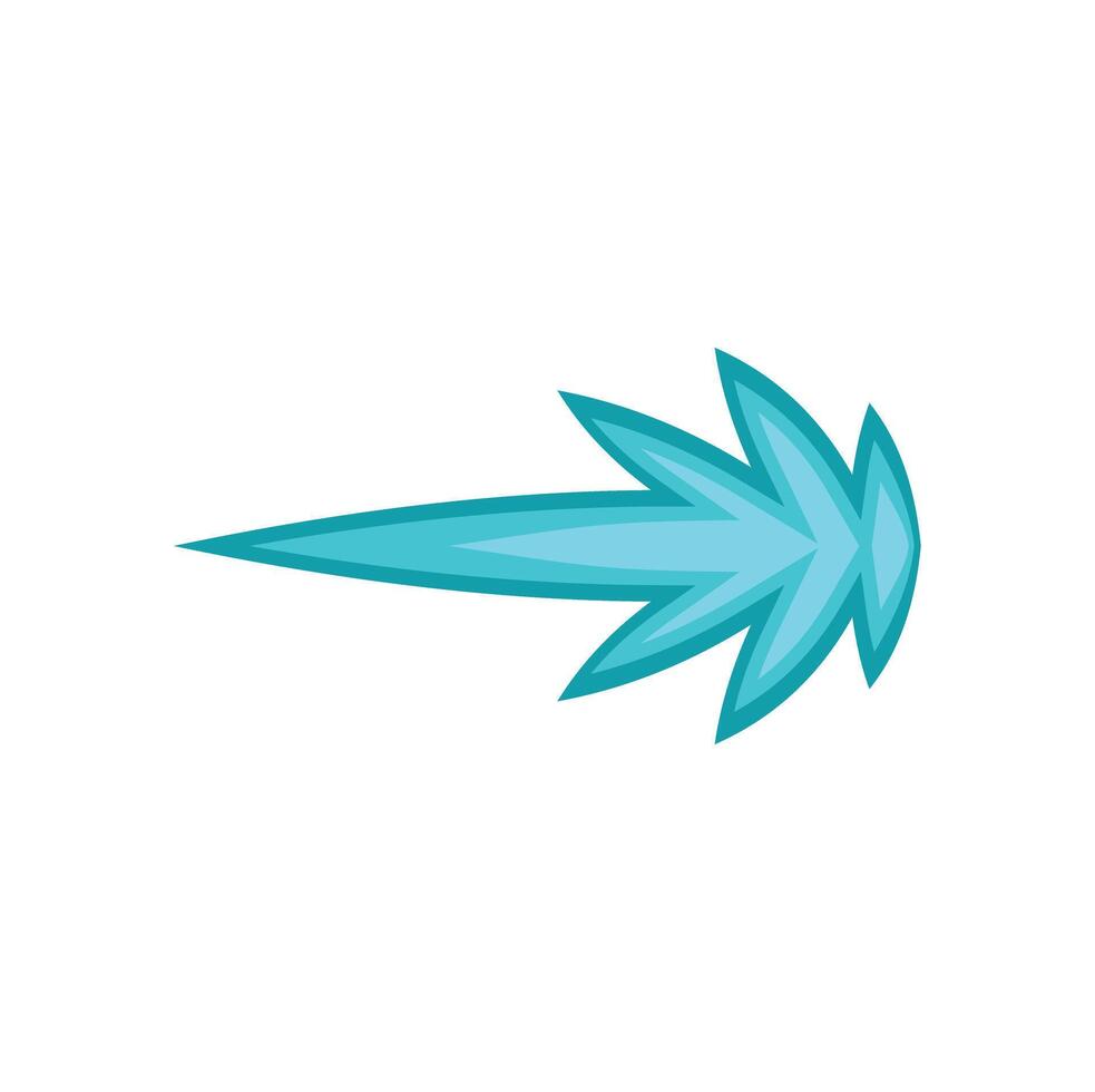 Blue cannabis leaf forming fast moving arrow pointing right vector
