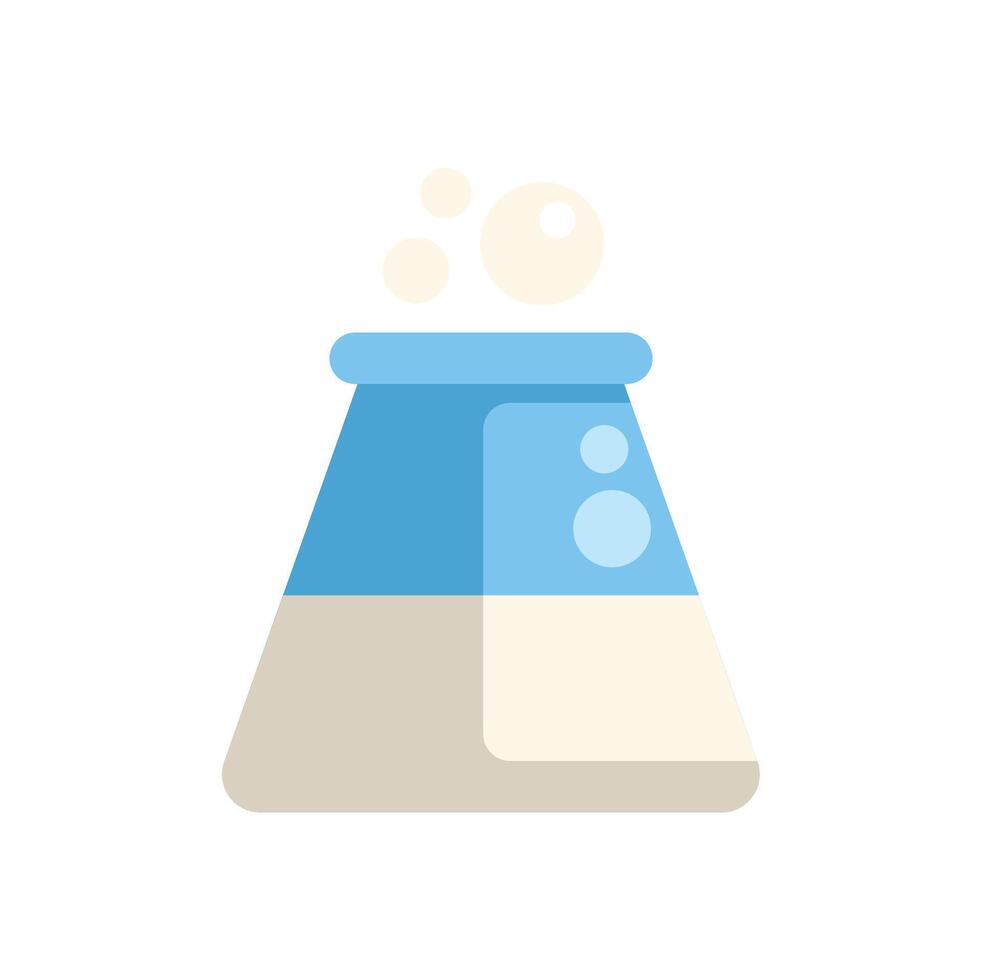 Laboratory glassware with bubbling solution for scientific experimentation vector