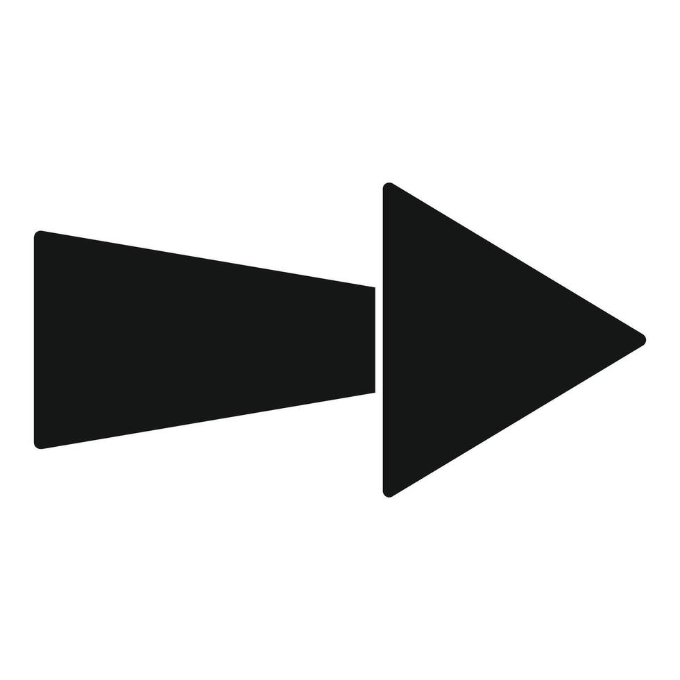 Black arrow pointing right symbolizing forward movement vector