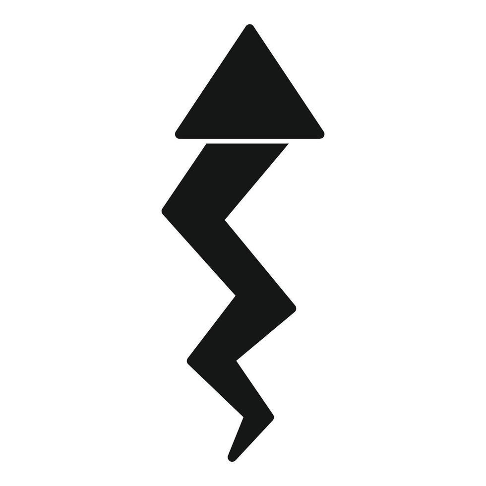 Trending arrow pointing up with a zigzag line symbolizing growth vector