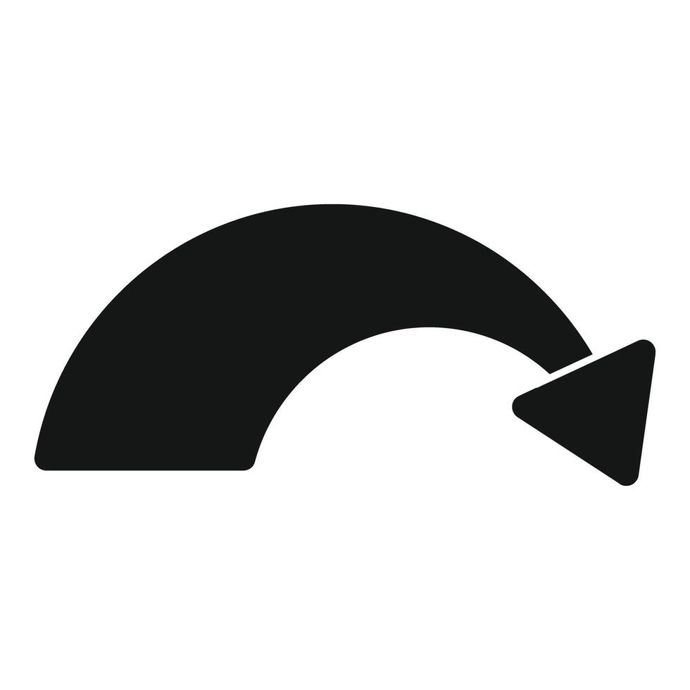 Black curved arrow pointing right and downwards representing a return action vector