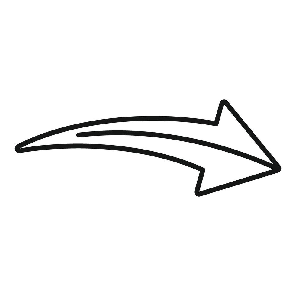 Double curve arrow pointing right showing direction vector
