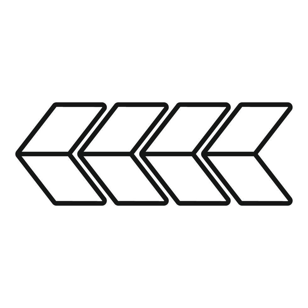 Four bold arrows pointing left in a minimalist graphic design vector