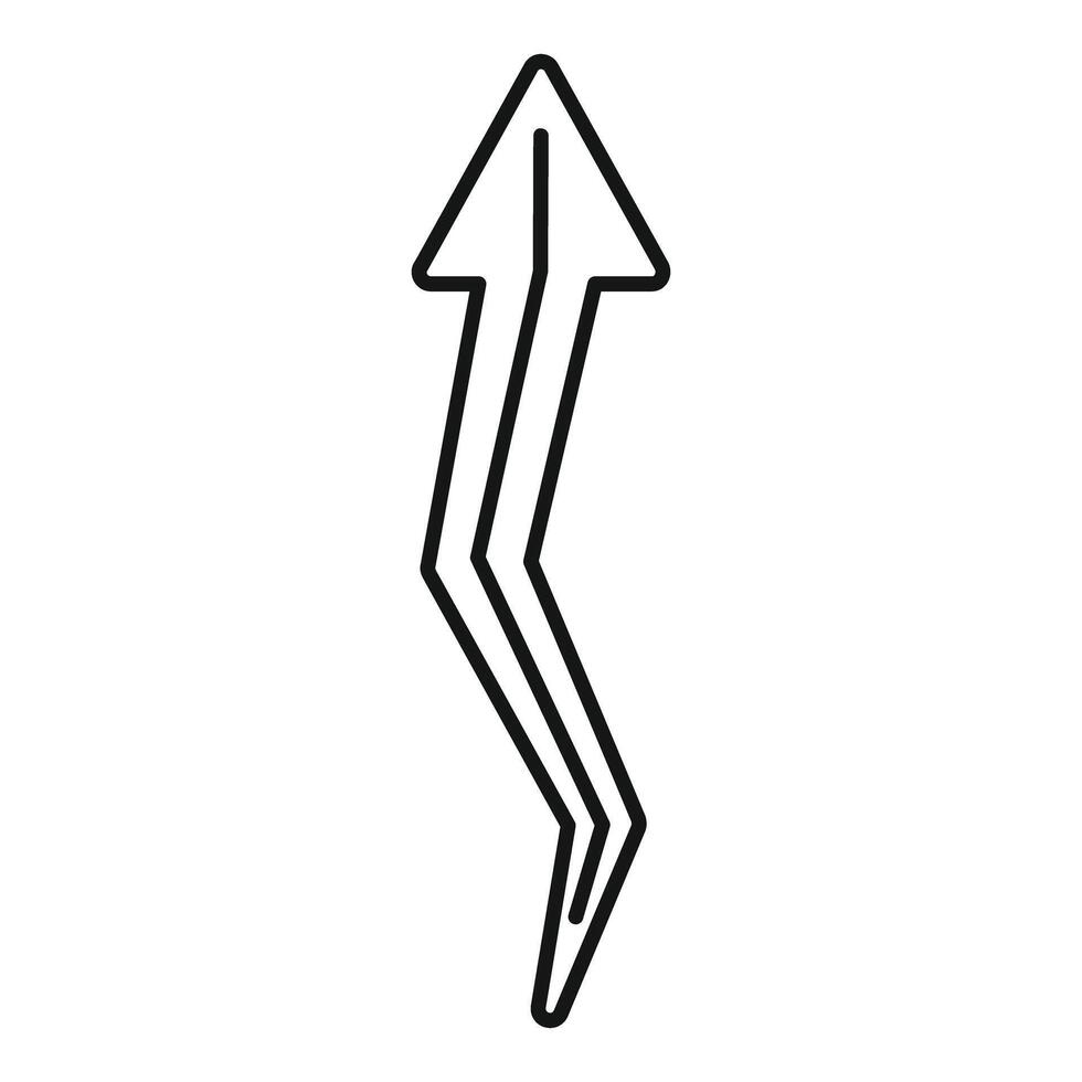 Double line arrow showing upward trend with sharp turns vector