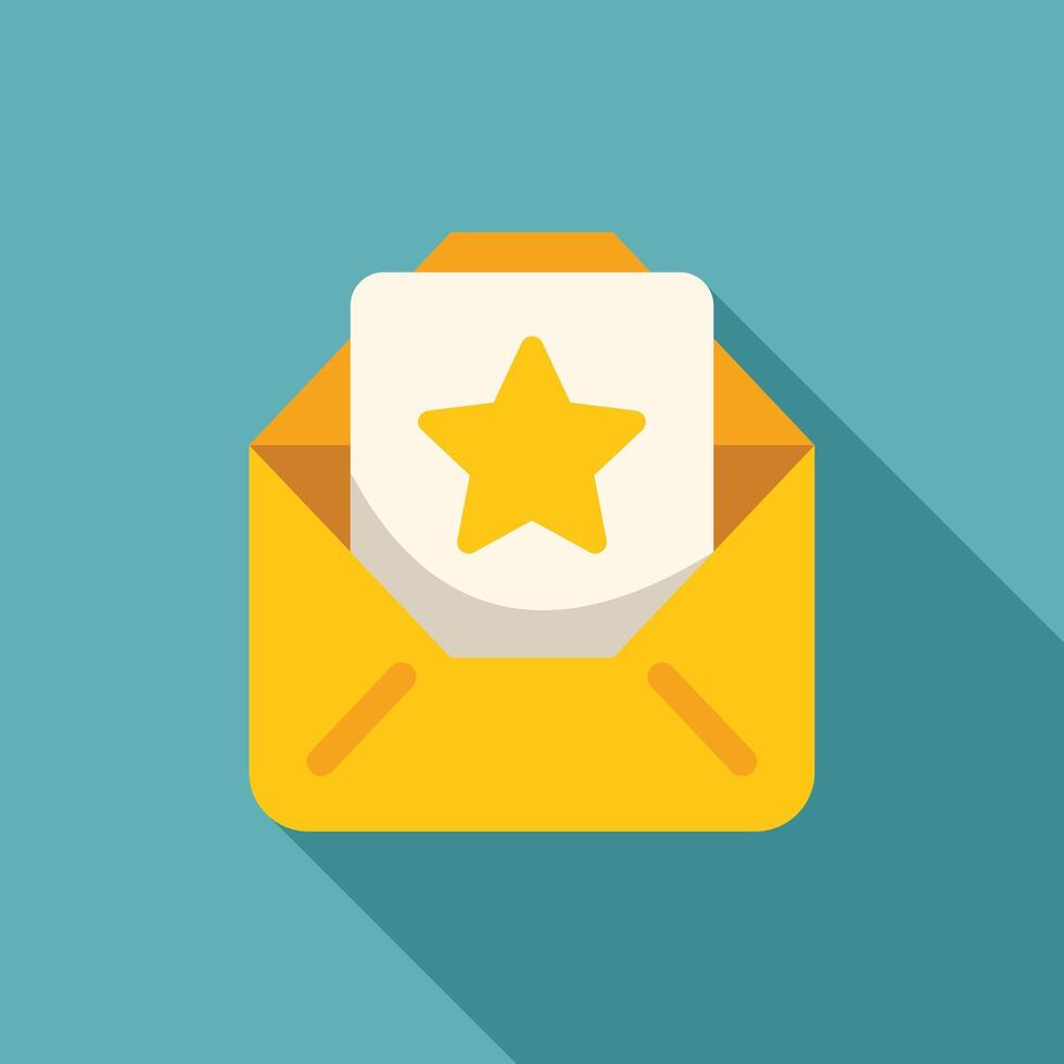 Important mail envelope containing star signifying priority message vector