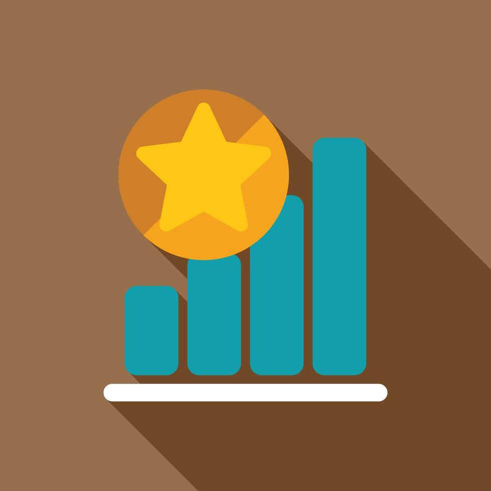 Growing bar chart with golden star achieving success vector