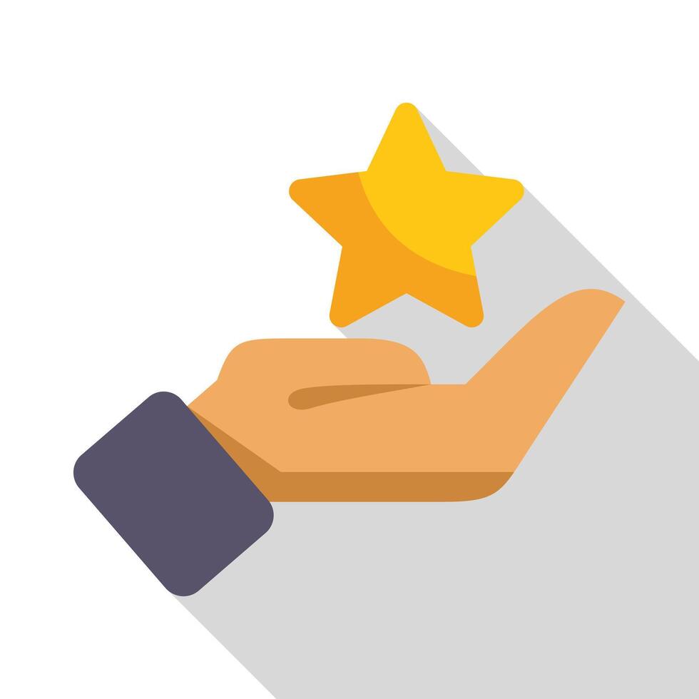 Hand holding golden star representing customer review and excellent rating vector