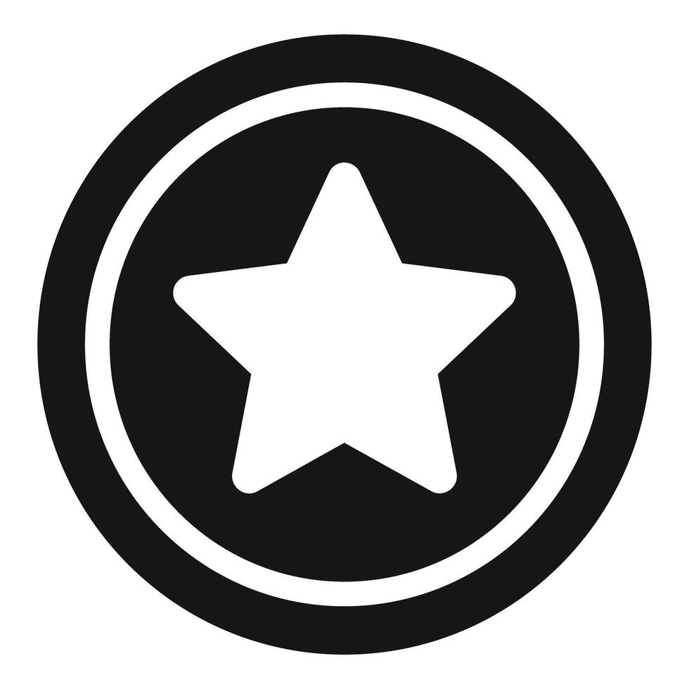 White star in black and white circle showing rating and quality vector