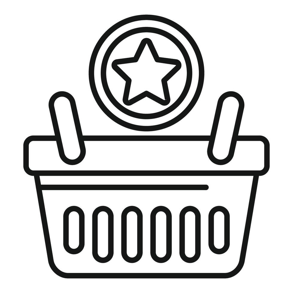 Shopping basket with floating star representing premium quality products vector
