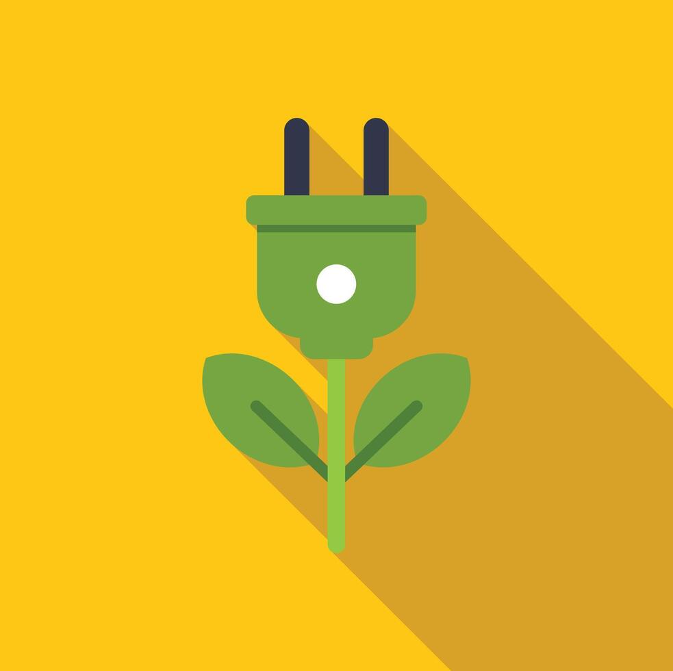 Green energy plug growing from plant stem symbolizing renewable electricity sources vector