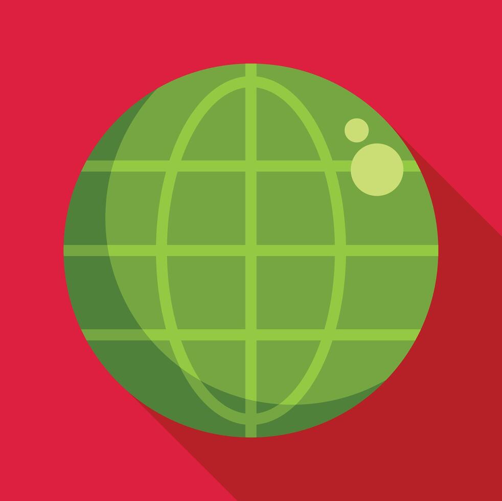 Green globe rotating on red background representing global communication vector