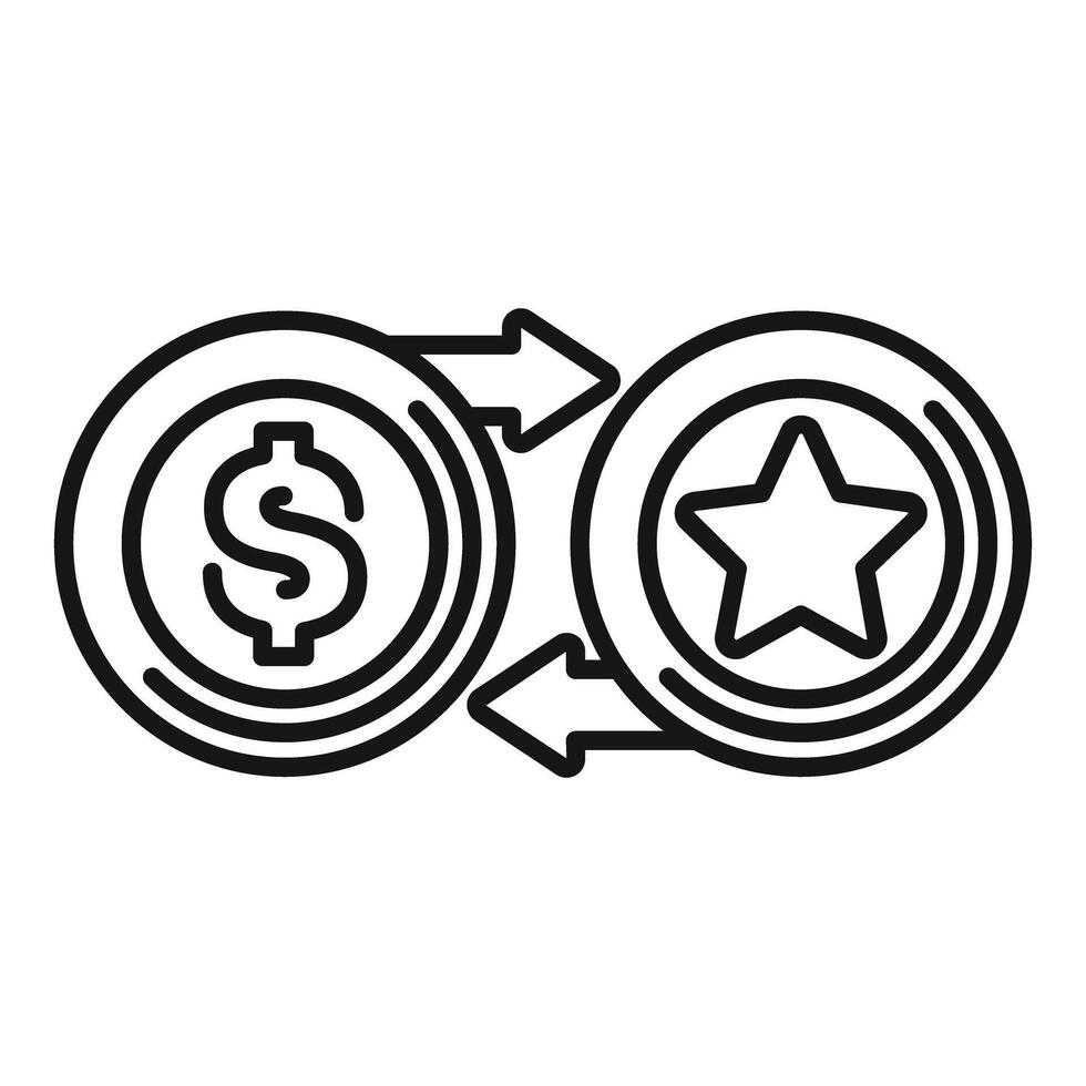 Money exchanging for star rating representing customer review and feedback vector