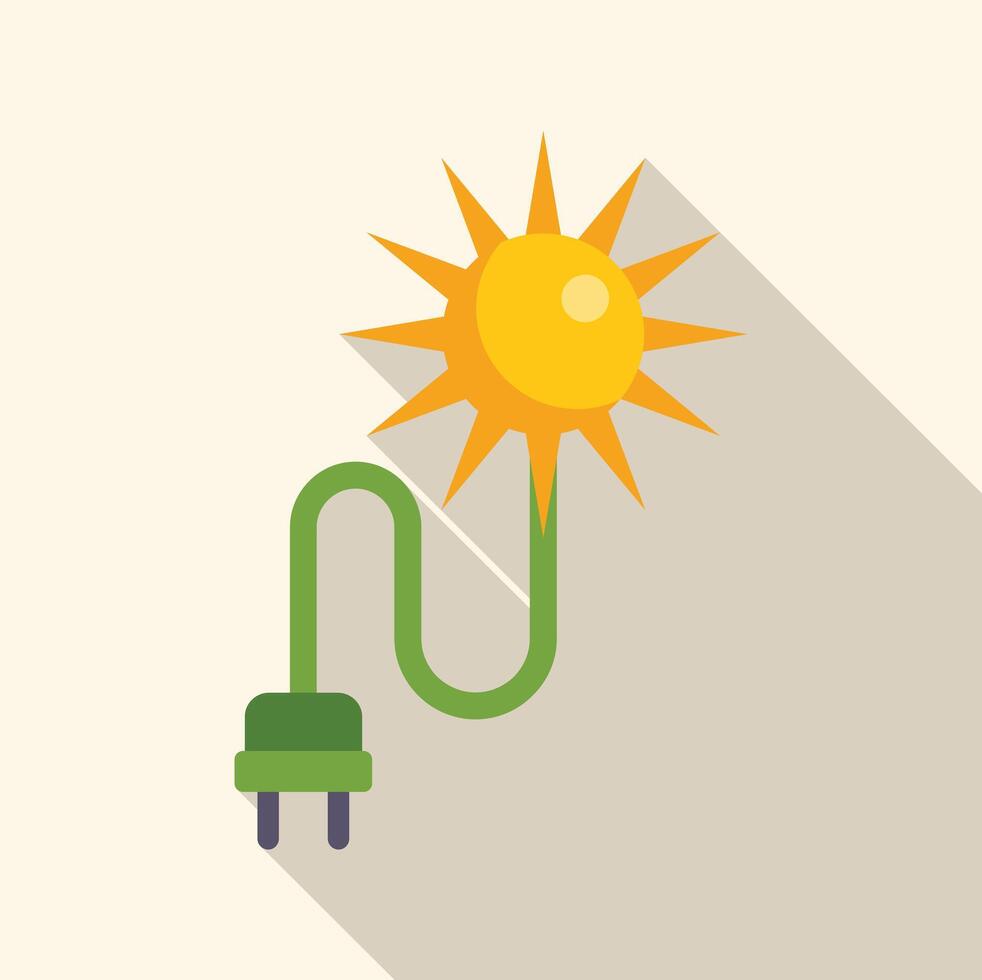Sun connecting to plug providing solar energy for sustainable future vector