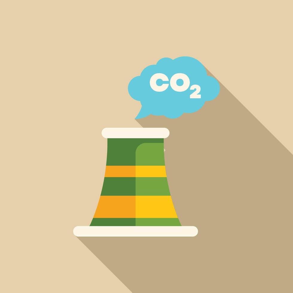 Industrial chimney emitting co2, depicting air pollution and environmental damage vector