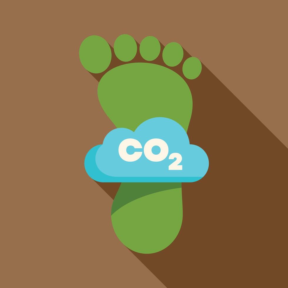 Green footprint leaving co2 cloud, reducing carbon emission for environmental sustainability vector
