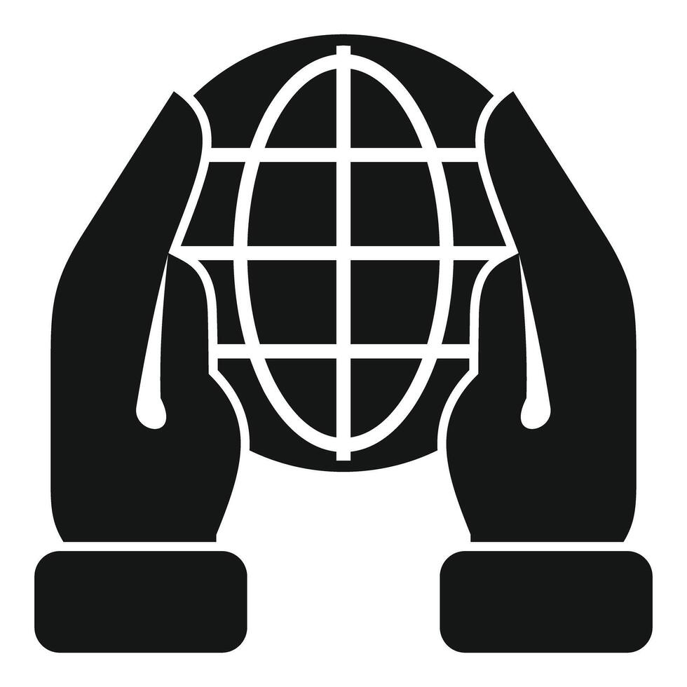 Hands holding globe icon representing global business and international trade vector