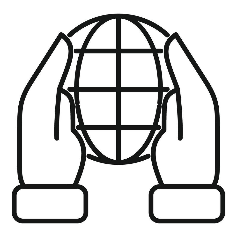 Hands holding globe icon representing global business and international relations vector