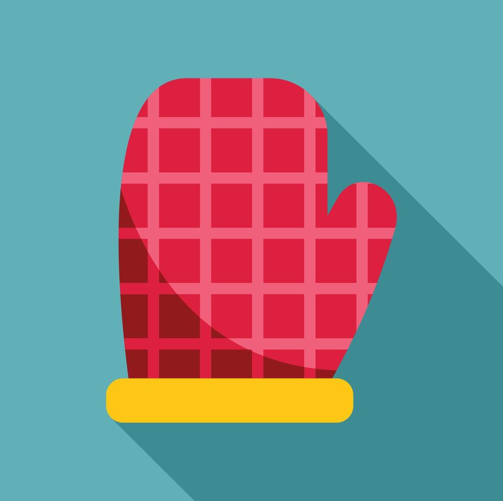 Red checkered oven mitt casting long shadow on turquoise background vector