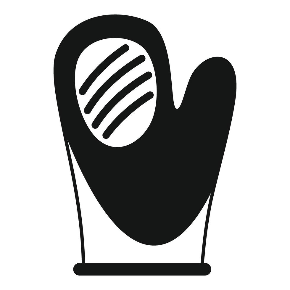 Black oven mitt protecting hand while baking vector