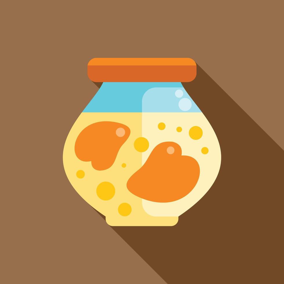 Glass jar containing peach or apricot jam with bubbles preserving homemade food vector
