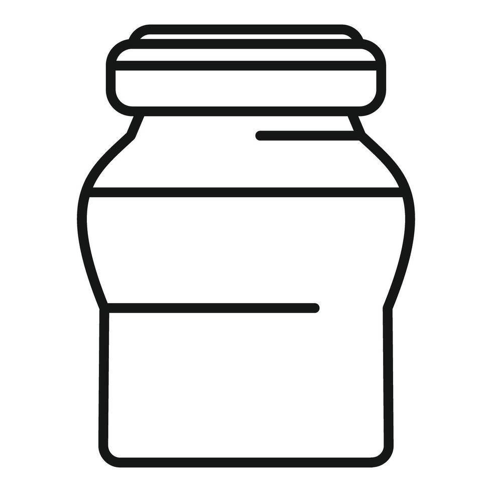 Closed jar with lid preserving food, outline icon of glass container vector