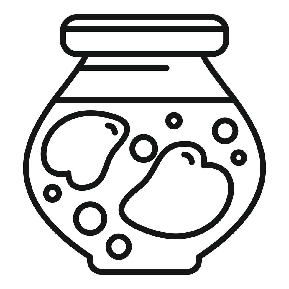 Pickled mushrooms preserved in brine inside a glass jar vector