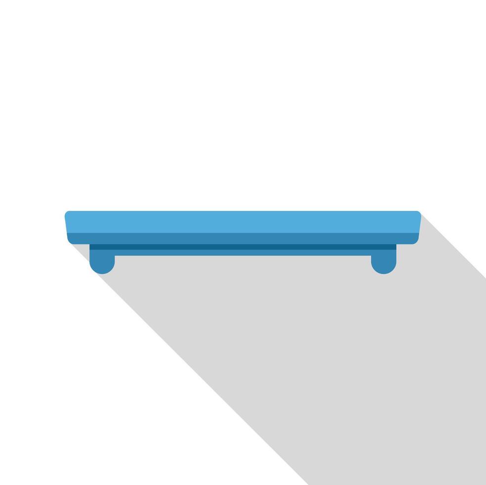 Empty modern blue shelf hanging on white wall with long shadow vector