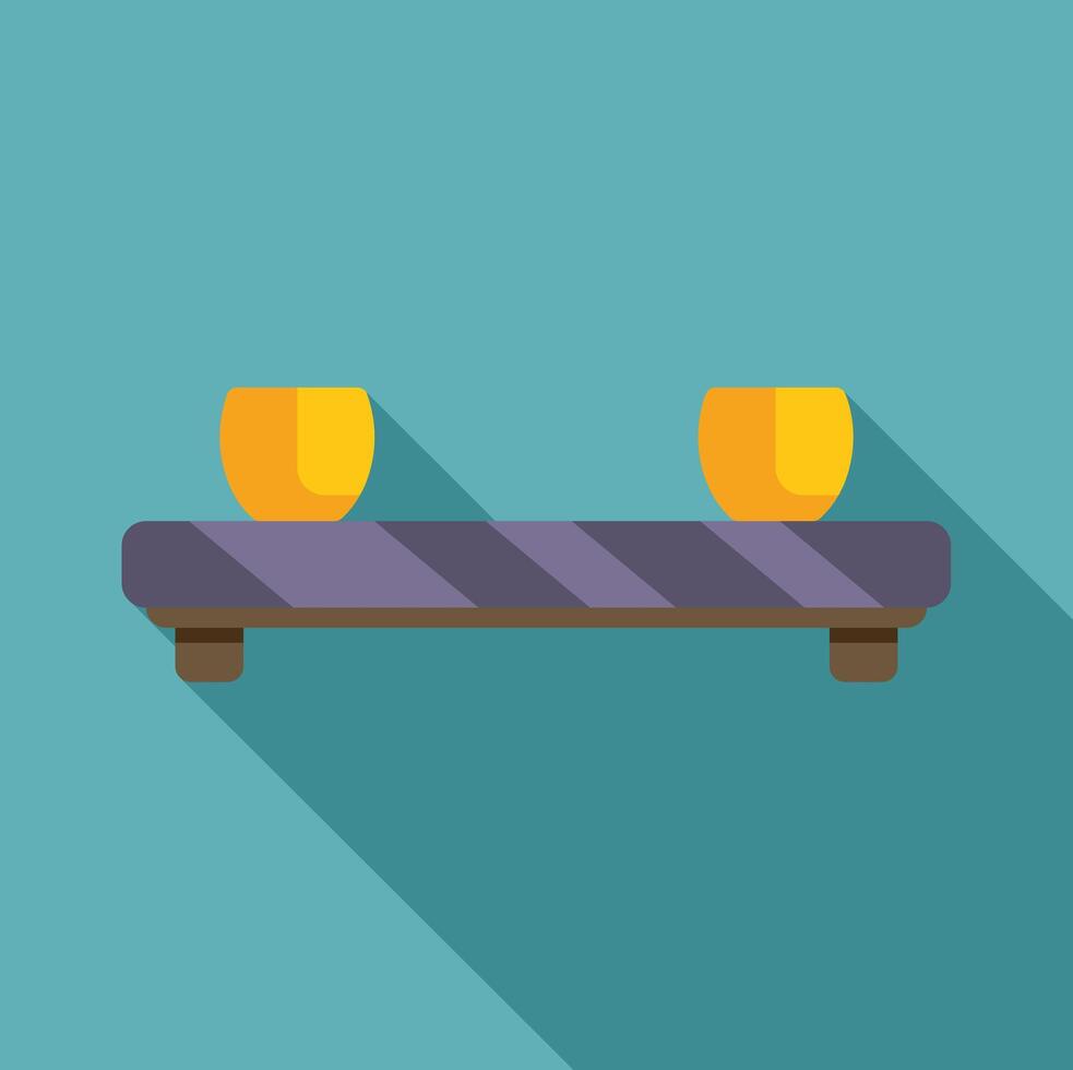 Two orange round objects resting on floating shelf with long shadow vector