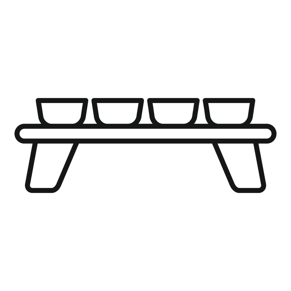 Four bowls standing on wooden shelf in modern kitchen vector