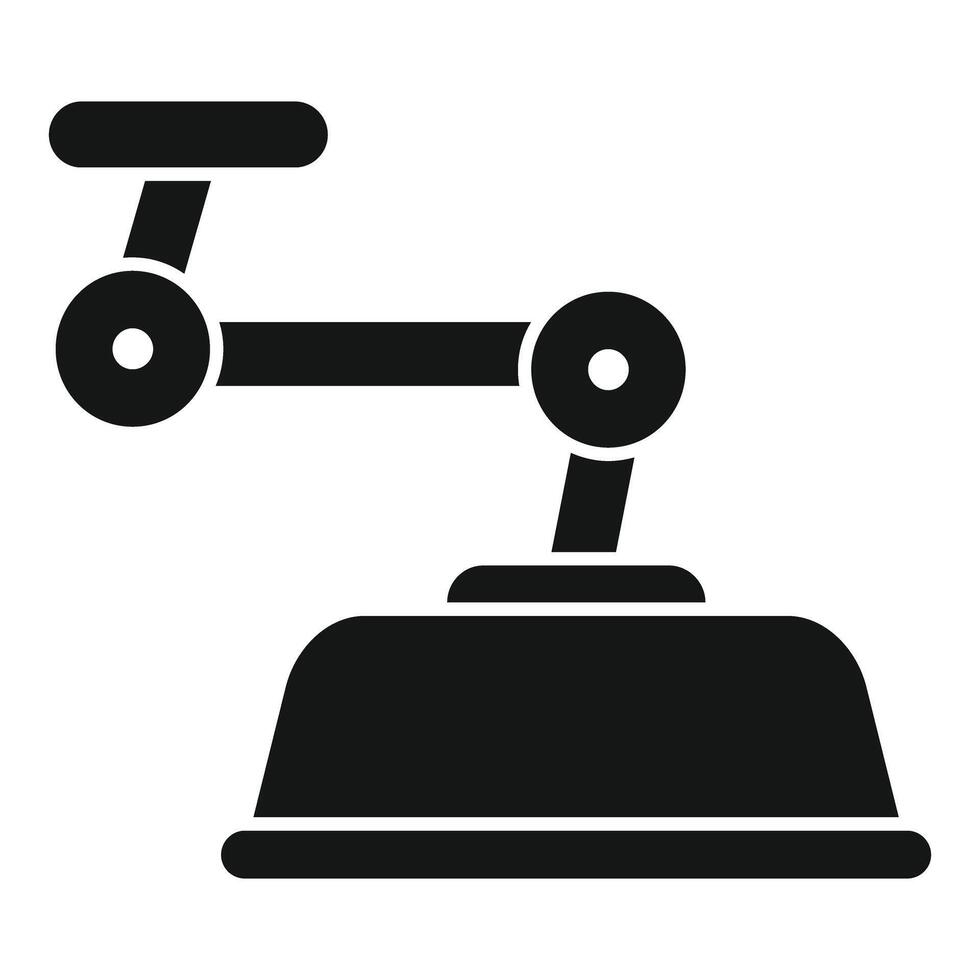 Robotic arm holding object, industrial automation icon vector