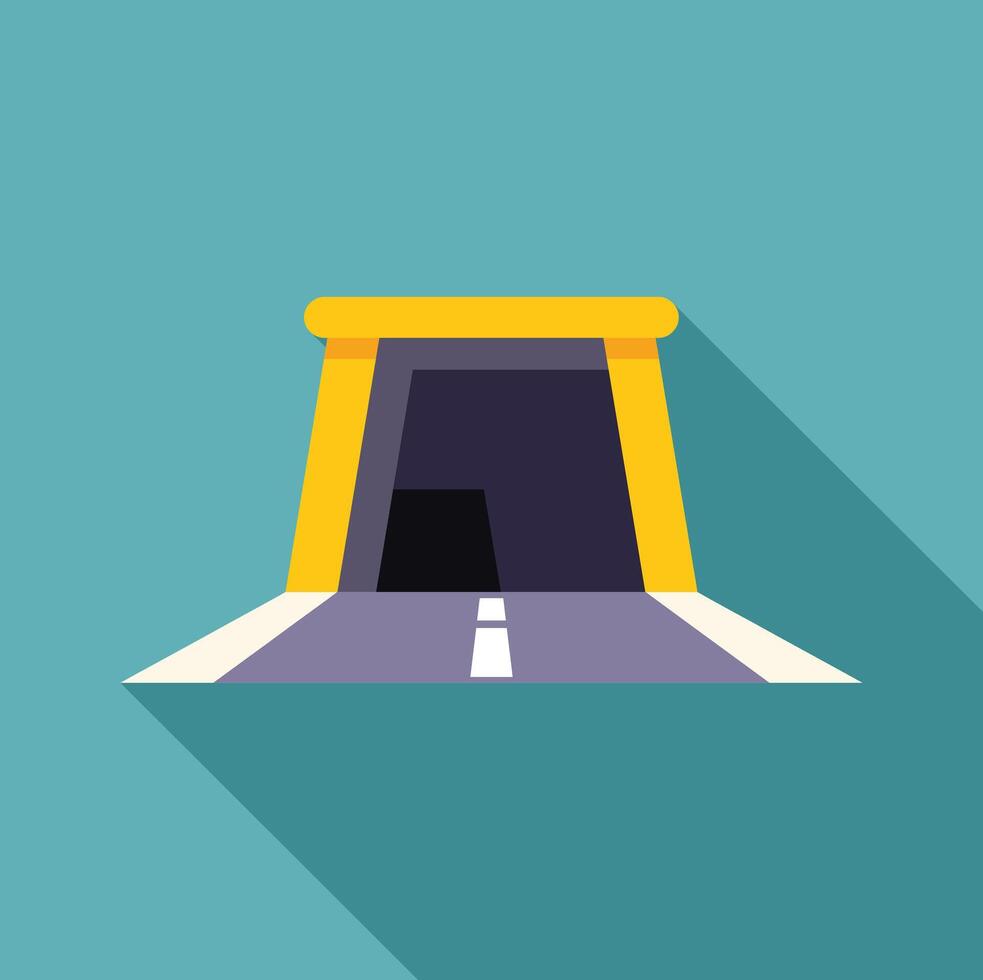Road entering a dark tunnel with yellow frame vector