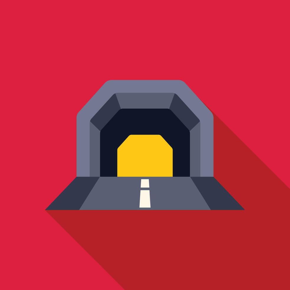 Road tunnel leading to bright future on red background vector