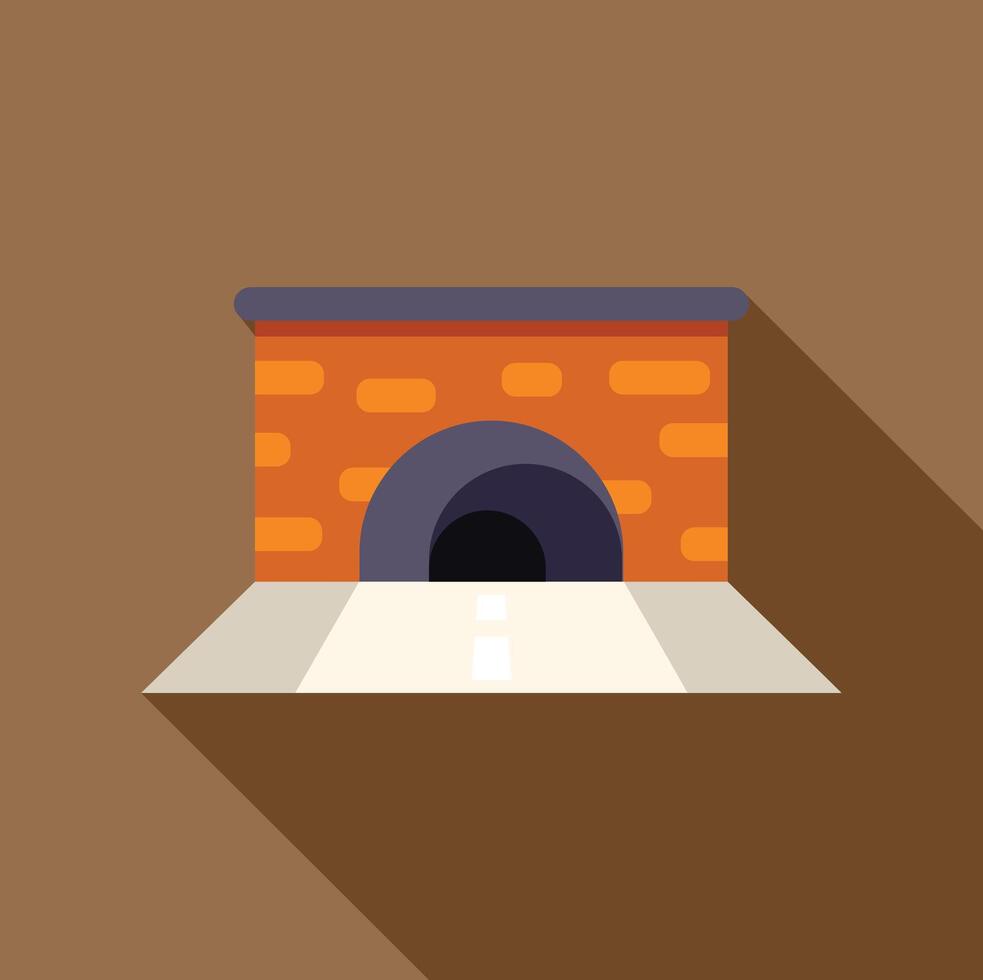 Road tunnel entrance with brick wall and asphalt road leading into darkness vector