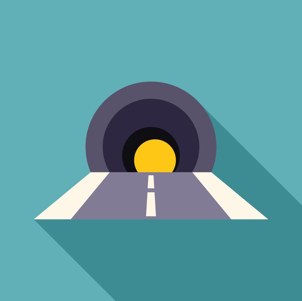 Road leading into a dark tunnel with light at the end vector