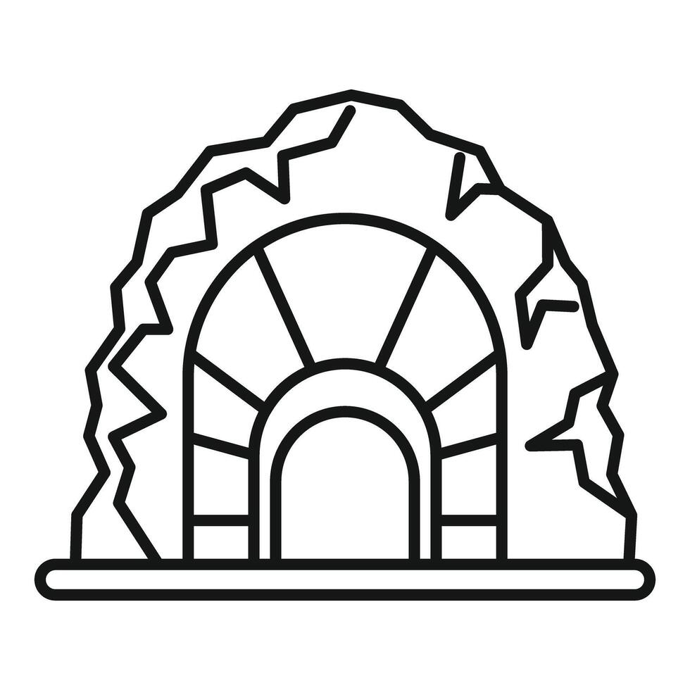 Mining tunnel entrance surrounded by rocks with cracks vector