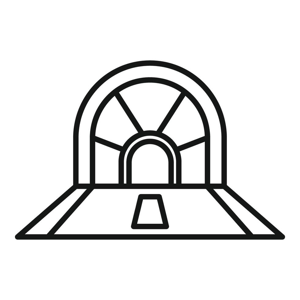 Underground tunnel entrance with round window and platform leading to dark passage vector