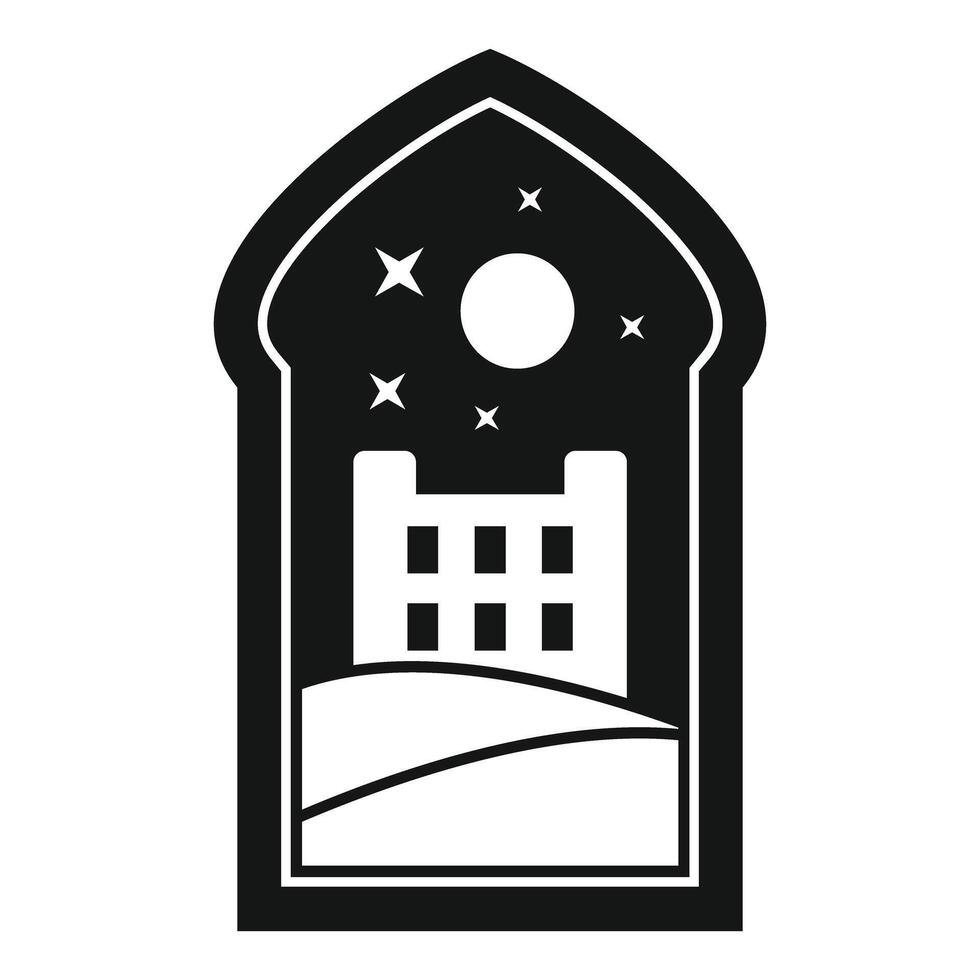 Arabian nights, desert castle under full moon and starry sky vector