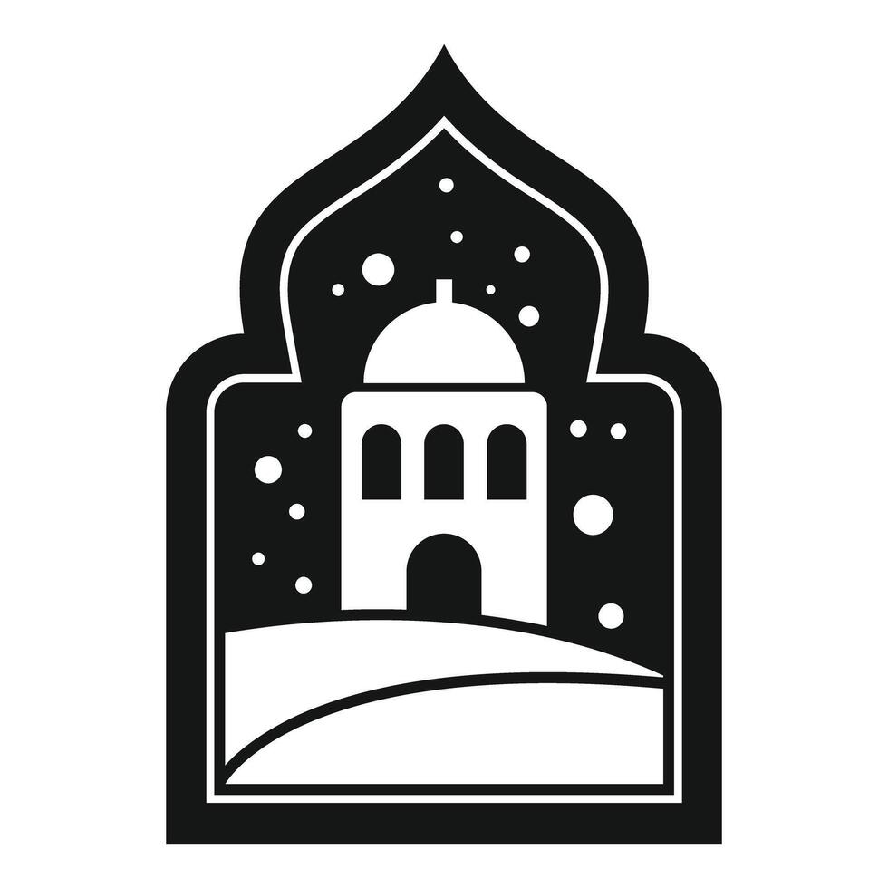 Arabic building with dome at night in desert landscape vector